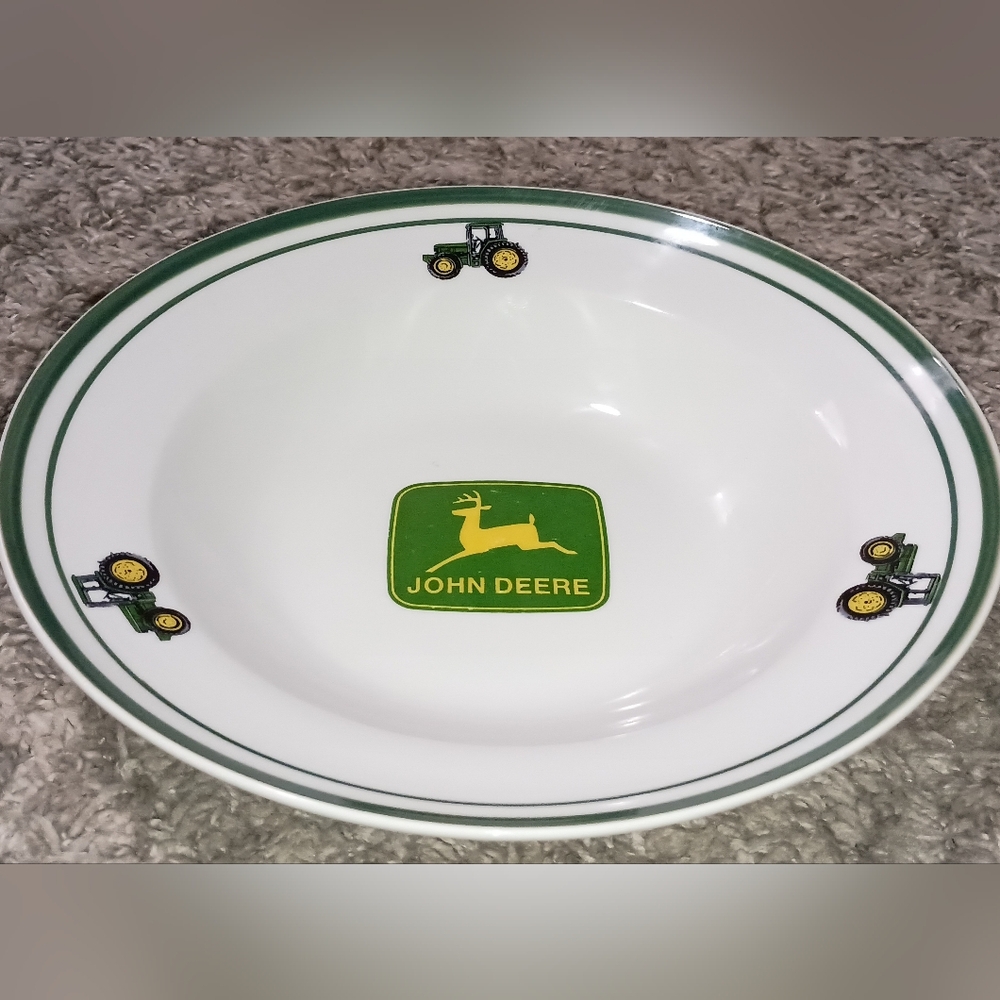 Gibson John Deere Bowl Color Green White Tractor Farm Rural Collector‎ Food